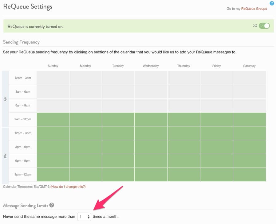CoSchedule ReQueue - Configuração do limite de republicação de uma mesma mensagem no mês
